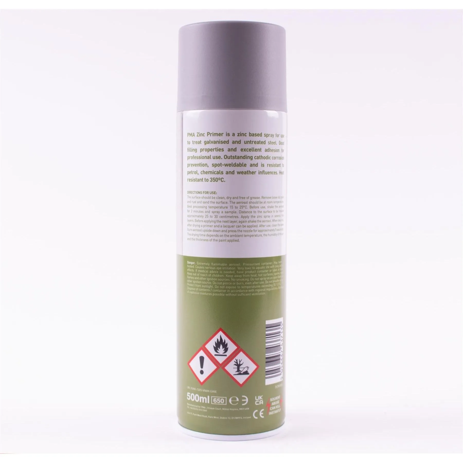 2x Autotek Professional Zinc Primer 500ml Spray Paint High Coverage