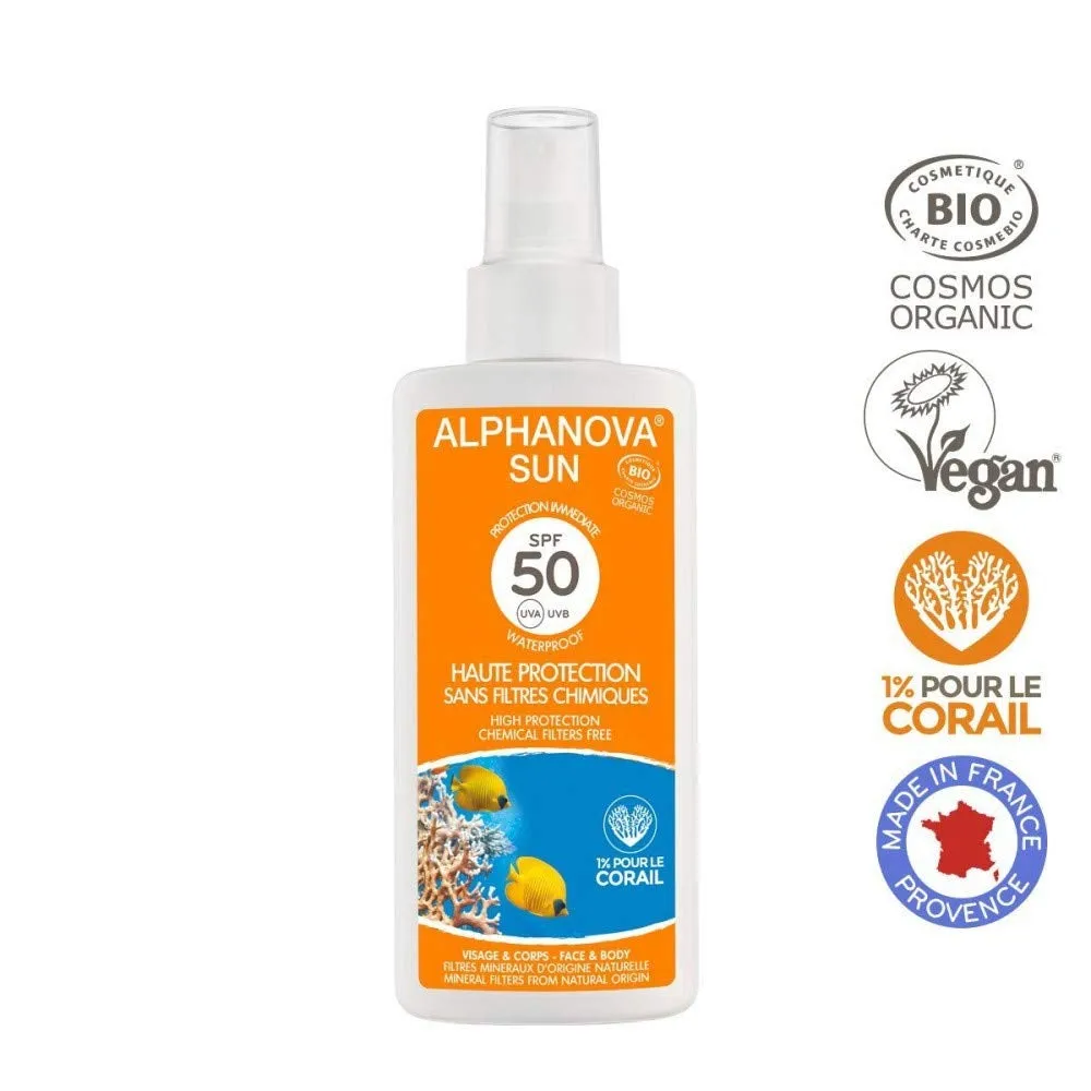 Alphanova Sun, Organic Sunscreen With SPF 50, For Face and Body Immediate Protection, Waterproof, 125ml