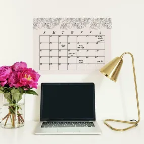 Blush Peony Monthly Calendar Dry Erase Wall Decal