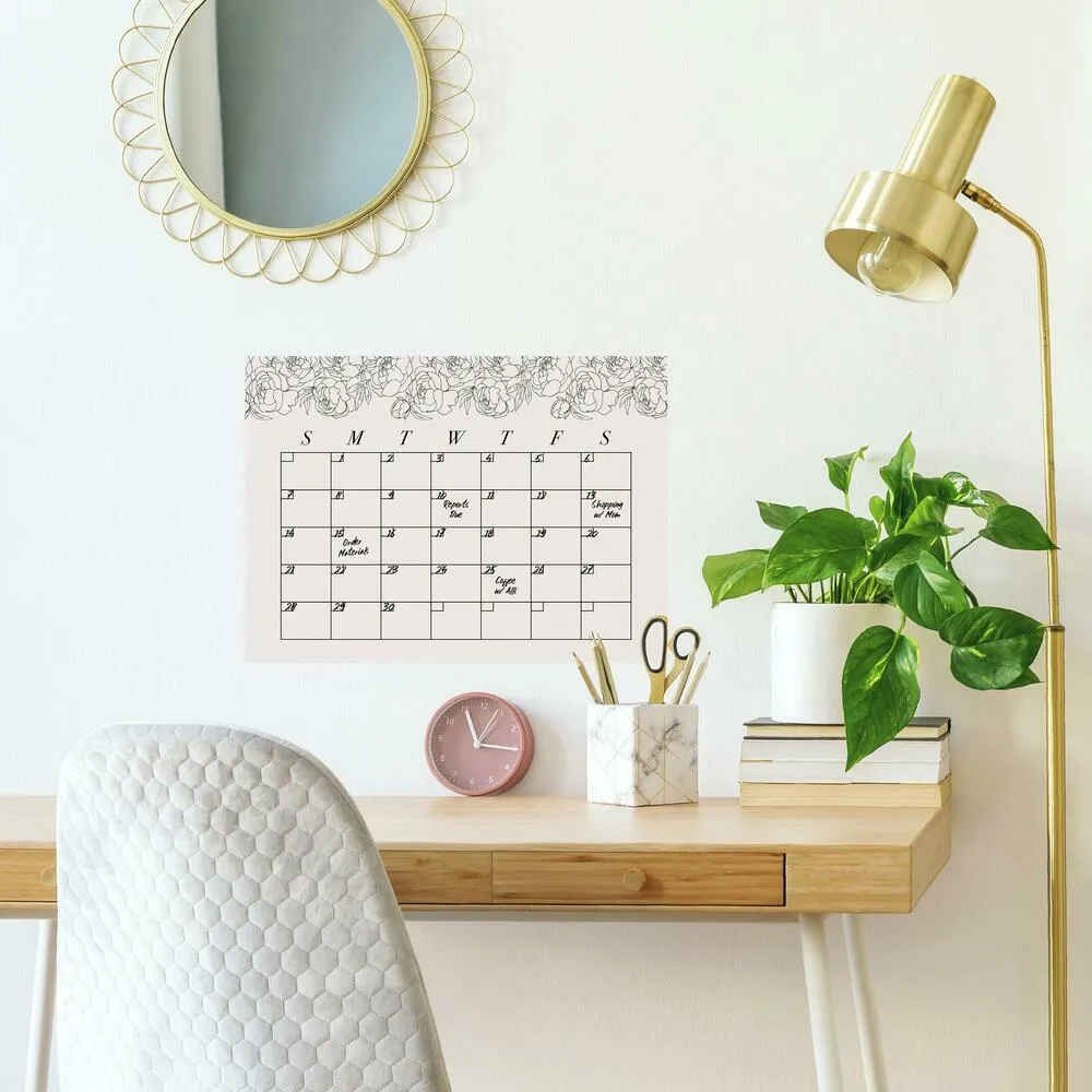 Blush Peony Monthly Calendar Dry Erase Wall Decal