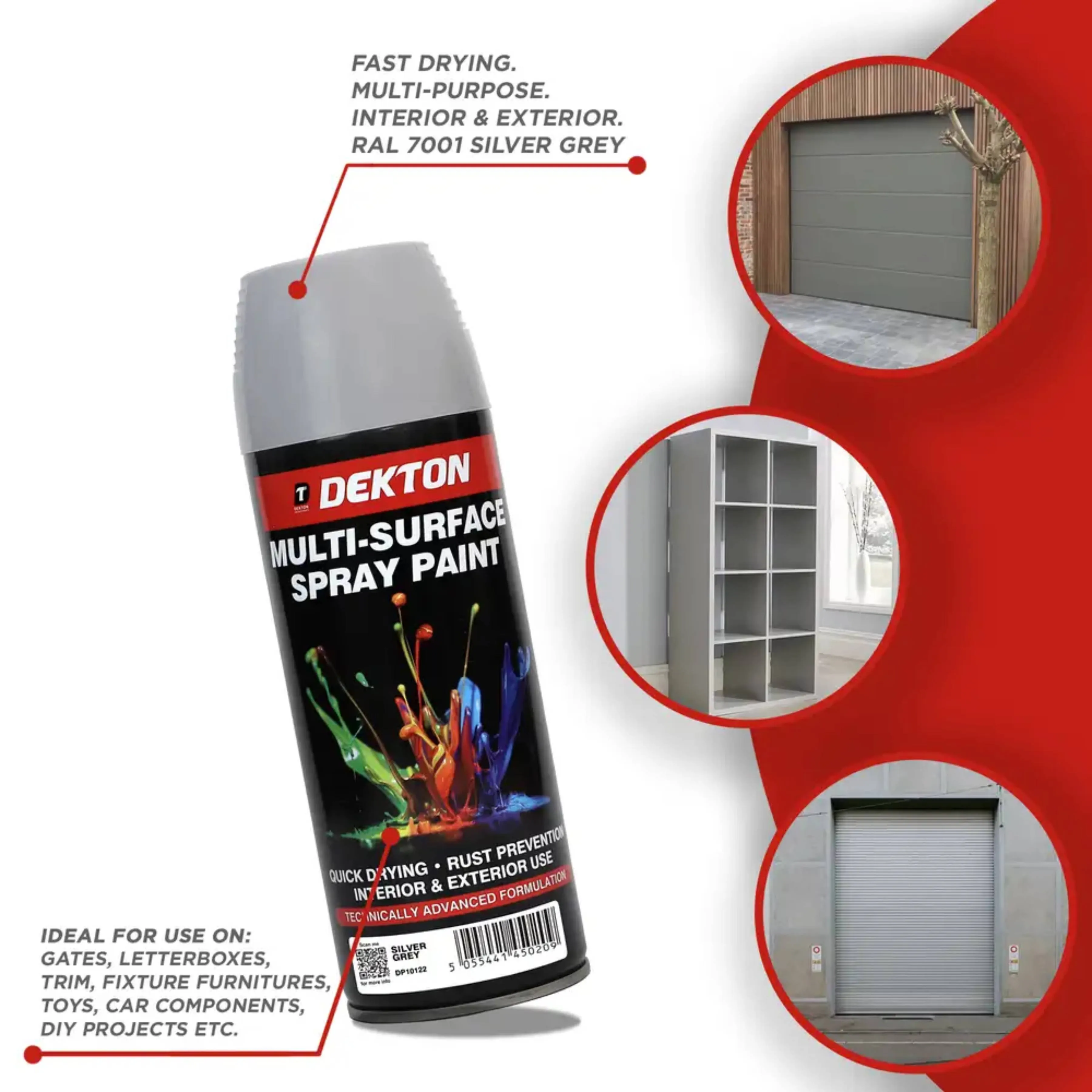 DEKTON 400ml Spray Paint Silver Grey