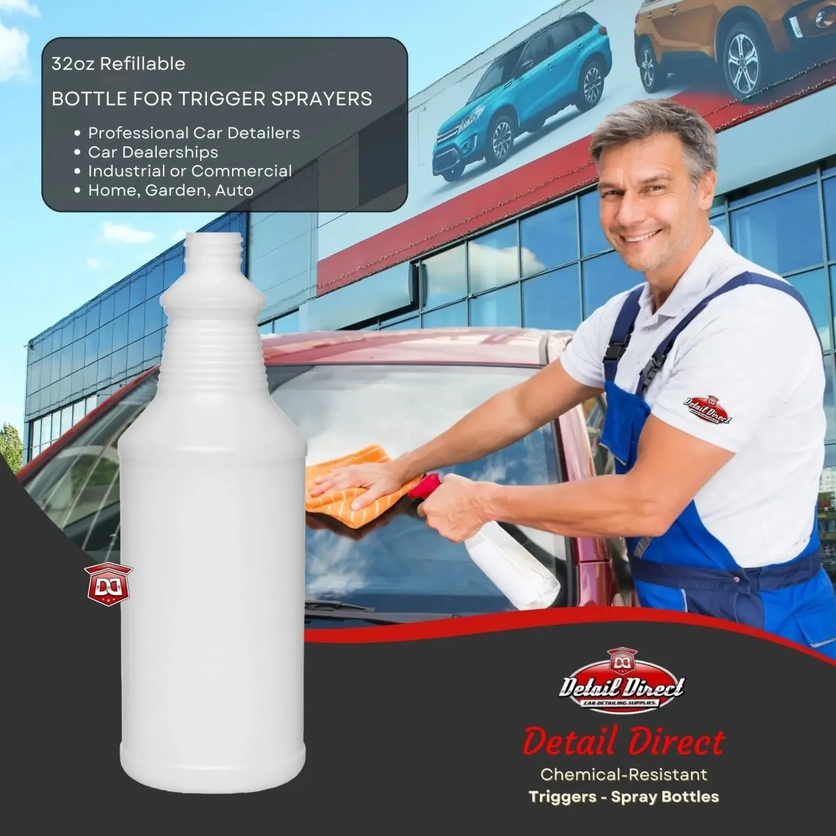 DETAIL DIRECT Carafe Bottle Natural HDPE 32oz