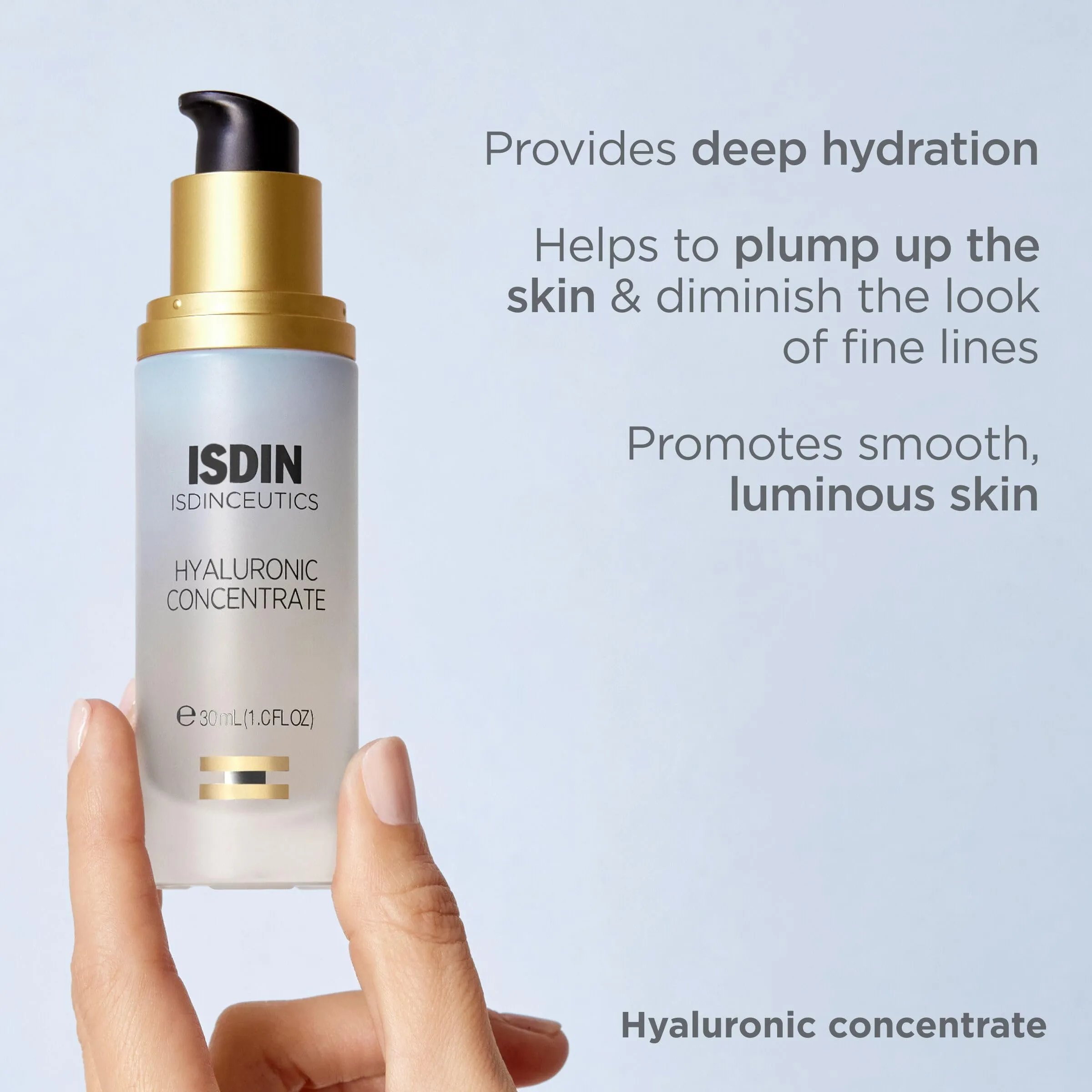 Isdinceutics Hyaluronic Concentrate, Lightweight Face Serum with Hyaluronic Acid, 1.0 FL OZ