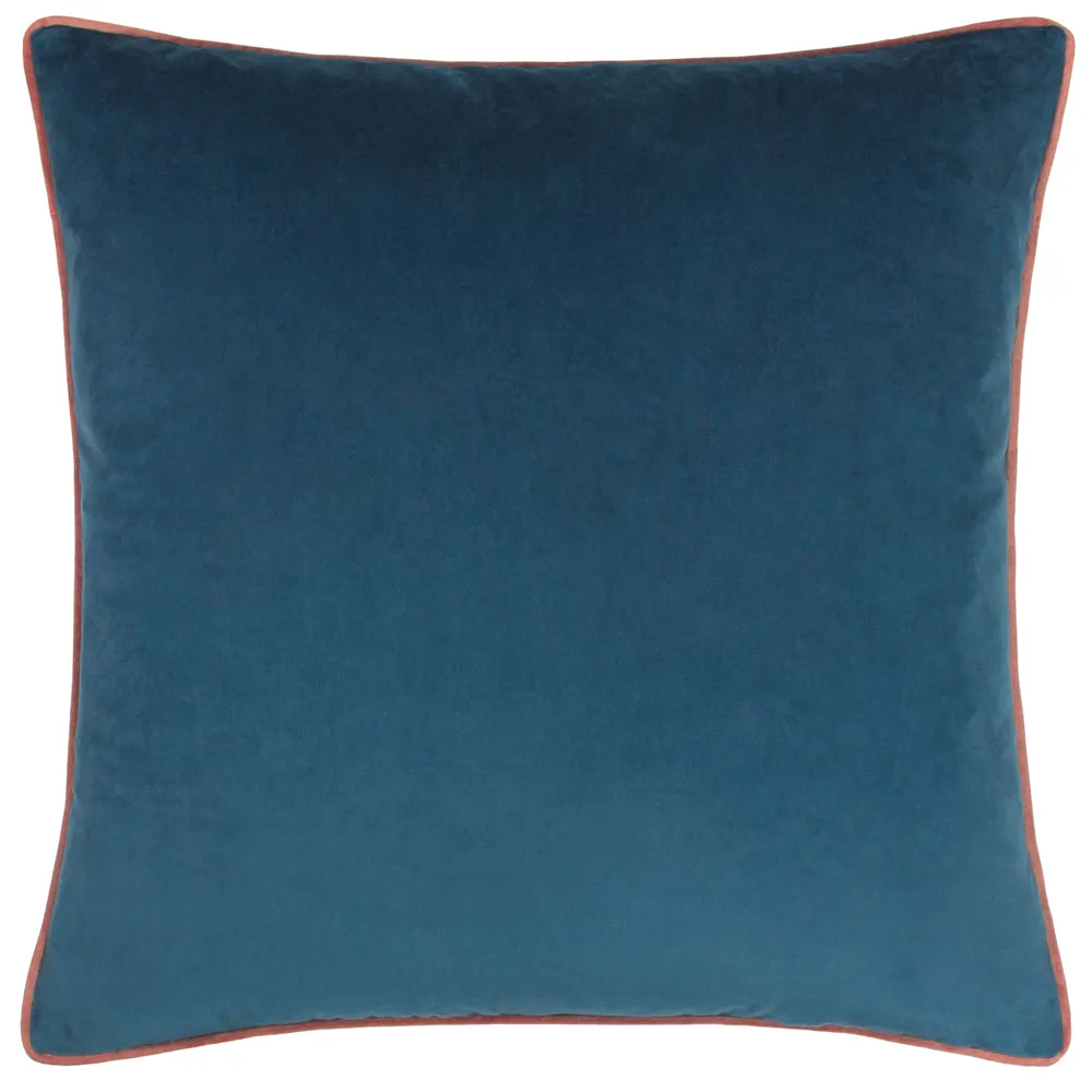Meridian Velvet Cushion Petrol/Blush