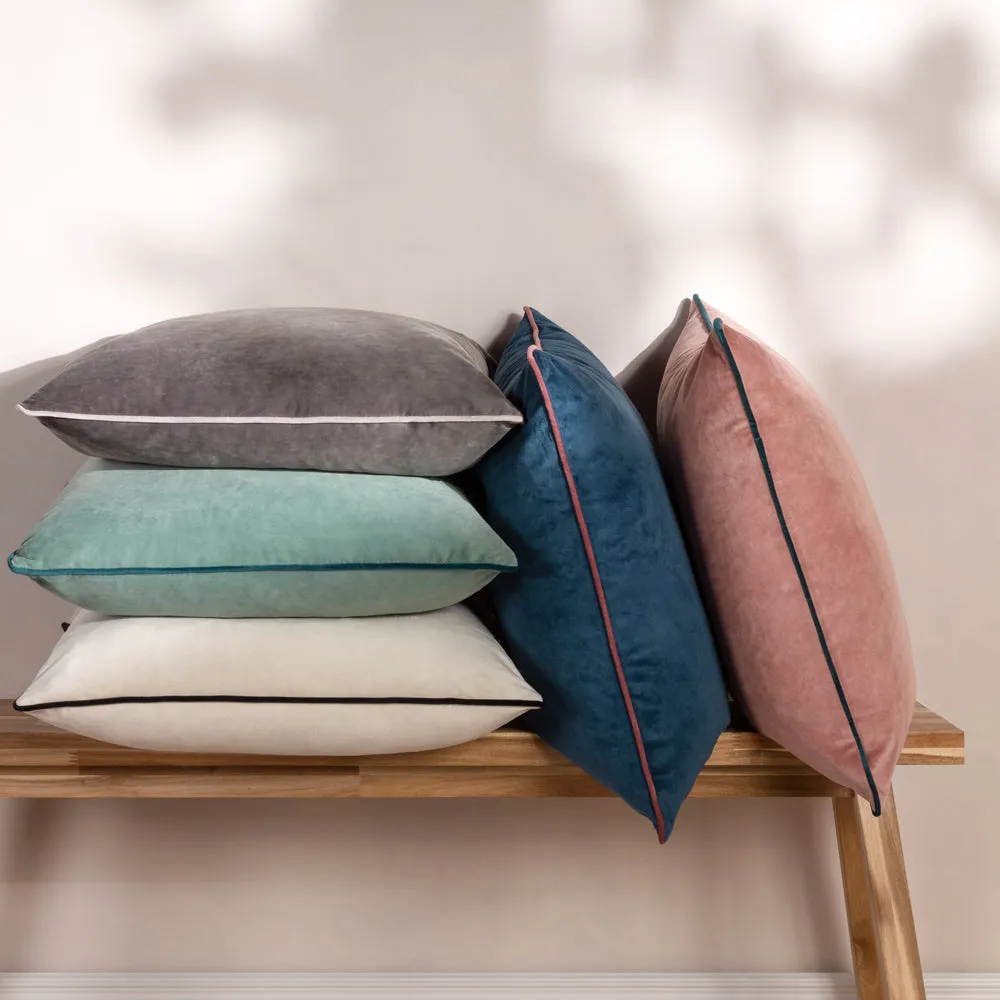 Meridian Velvet Cushion Petrol/Blush
