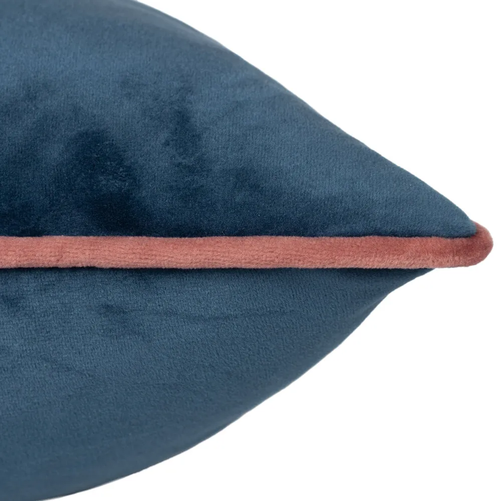 Meridian Velvet Cushion Petrol/Blush