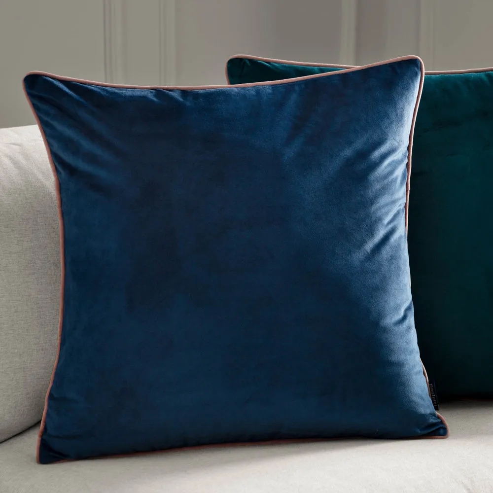 Meridian Velvet Cushion Petrol/Blush